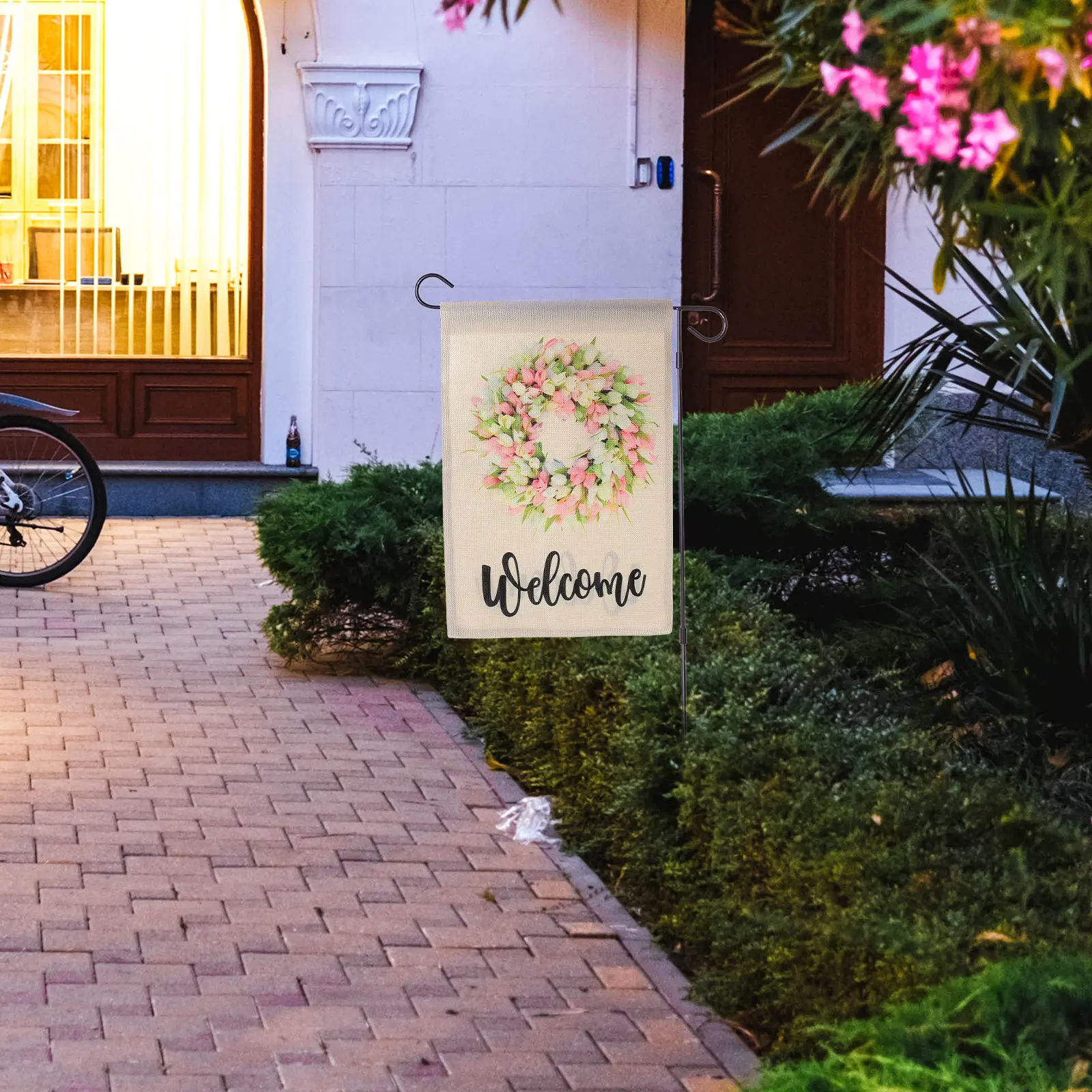 

Садовые флаги с летним цветочным узором, декор для двора, уличный флаг для газона, тематический флаг для вечеринок, полиэстеровый флаг для украшения.