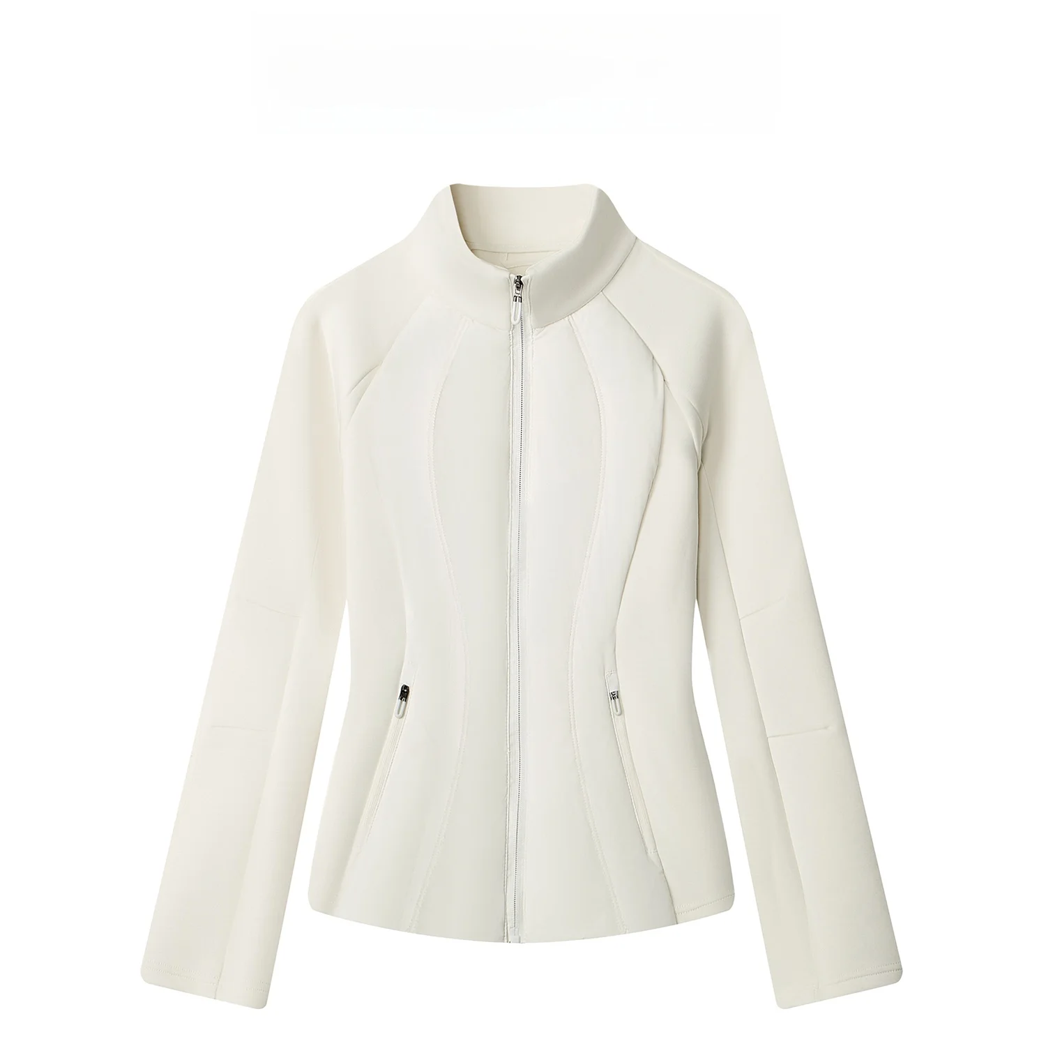 

White Du down Sportswear Jaet Women's Winter Stand Collar Slim Fit Yoga Thin Warm Fitn Top Korean Sle Long Sve