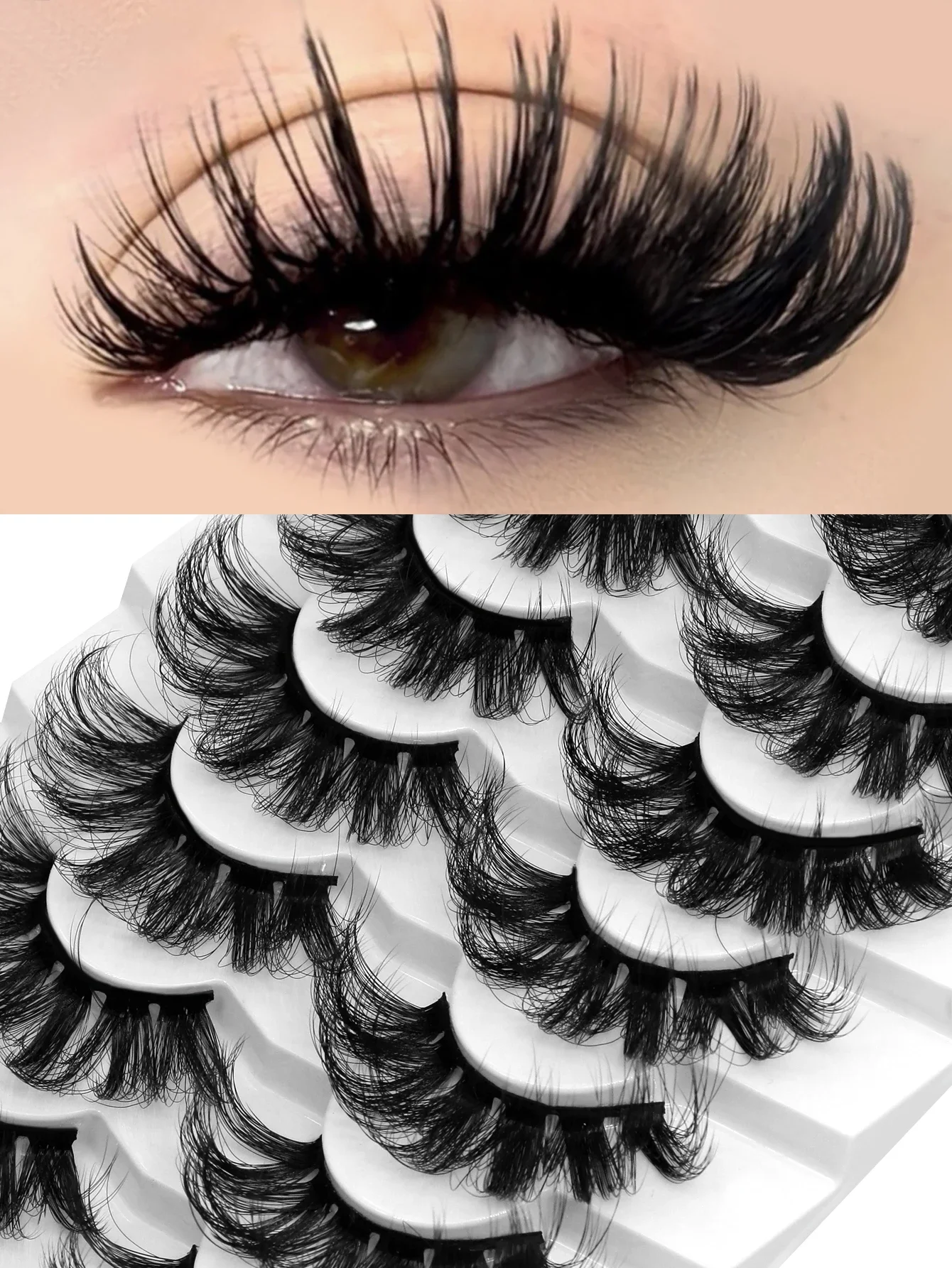 Veltrinay Fake Lashes 3D Mink Hair False Eyelashes Thick Curly High Quality Lashes Fluffy Explosion Strip Lashes Makeup