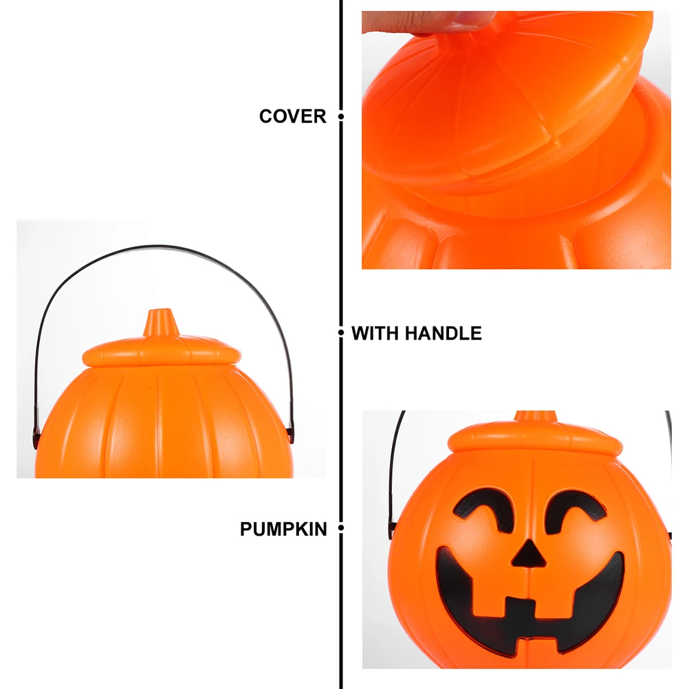 

1pc Halloween Pumpkin Lamp Candy Bucket Flameless Flickering Pumpkin Light for Party Decoration Simulated Safety Night Light
