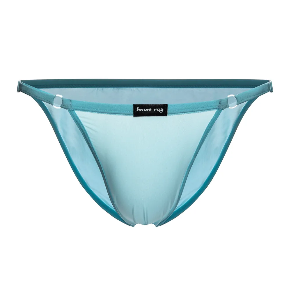 Adjustable Men's Sexy Brief Underwear Ice Silk Thin Transparent Comfort Quick Drying Mankini Gays U Convex Pouch High Fork Tanga