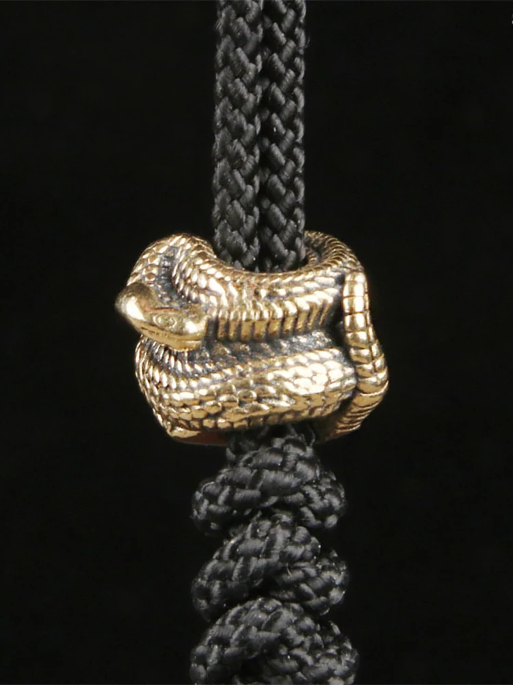 ONE 17mm paktong white coppper brass paktong white coppper snake Paracord 550 large Hole Beads EDC Knife Keychain accessory view 5