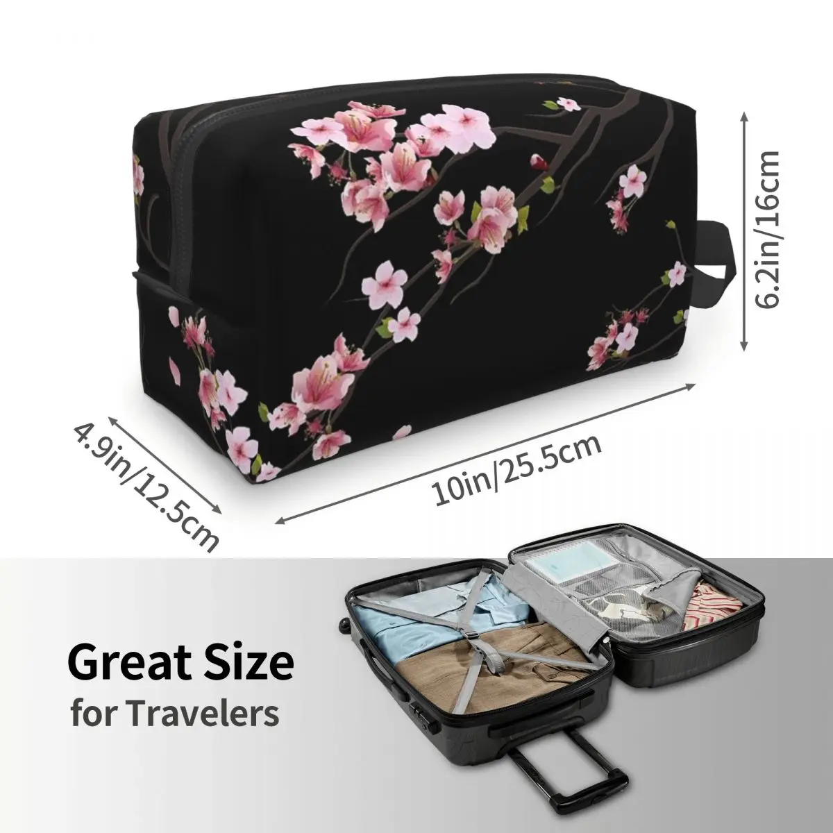 Japanese Sakura Cherry Blossoms Makeup Bag Cosmetic Organizer Storage Dopp Kit Toiletry Cosmetic Bag for Women Beauty Travel