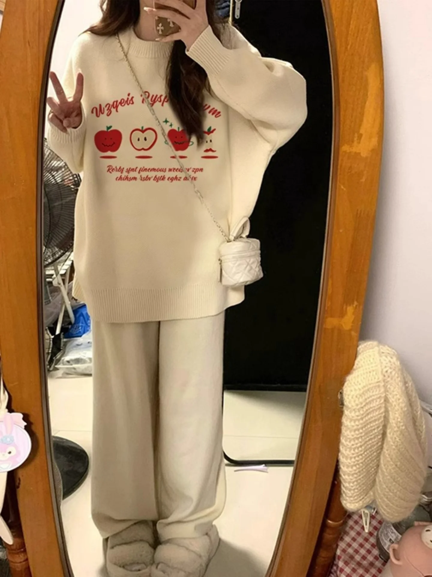 فضفاض طويل Sve المرأة تريكو إلكتروني طباعة تصميم فوفو كسول Sle اليابانية Faion الخريف جديد وصول طاقم Ne سترة #5