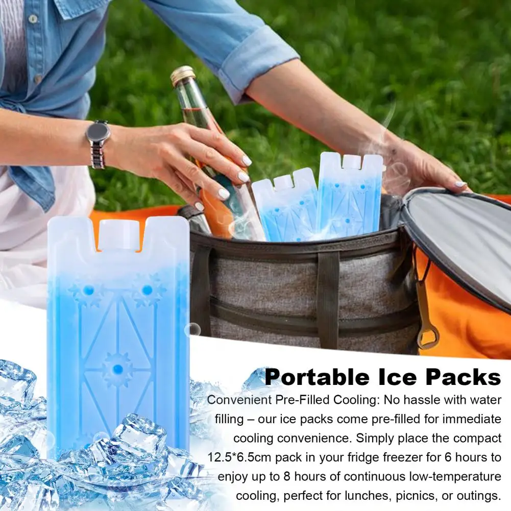 Small Ice Packs Lunch Boxes Coolers Leak-Proof Freezer Packs with Water Cold Up to 8 Hours Ice Packs for Camping Fishing Hiking