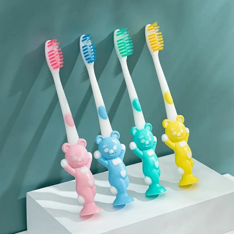 4Pcs/set Baby Toothbrush Cute Cartoon Toothbrush for Children Bamboo Charcoal Short Handle Children\'s Toothbrush Teeth Care