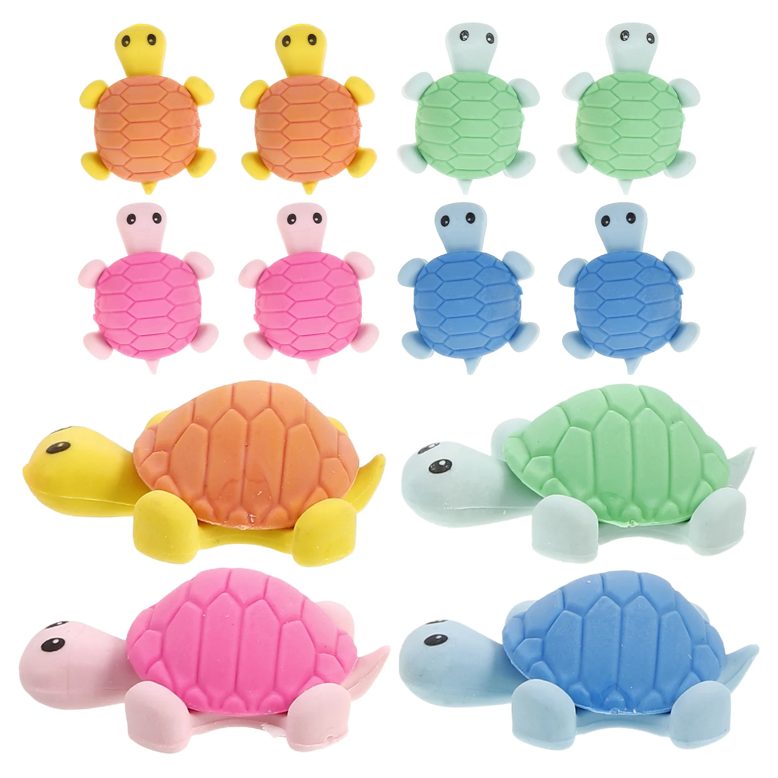 24 Pcs Cartoon Turtle Eraser Lovely Stationery Mini Animal Bulk Toys Kids Drawing Supplies Creative Gift for Students Easy