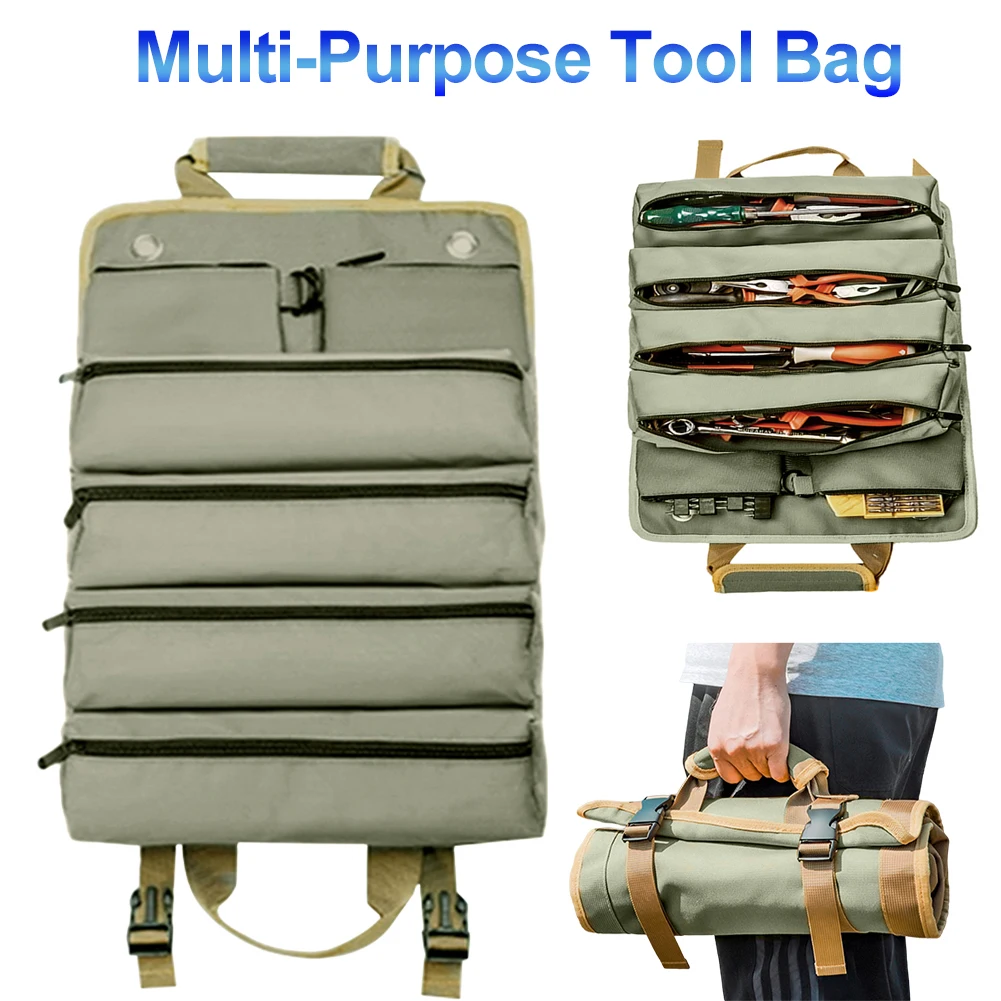 Hardware Tools Pouch Multi Pocket Roll Up Tool Bag Shockproof Large Capacity for Mechanic/Electrician/Hobbyist for Tools Storage