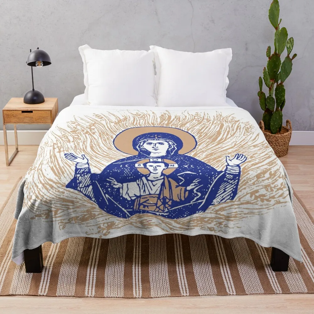 The Unburnt Bush | The Burning Bush | Divine Vision | Blue Gold Throw Blanket Dorm Room Essentials Decorative Bed Blankets