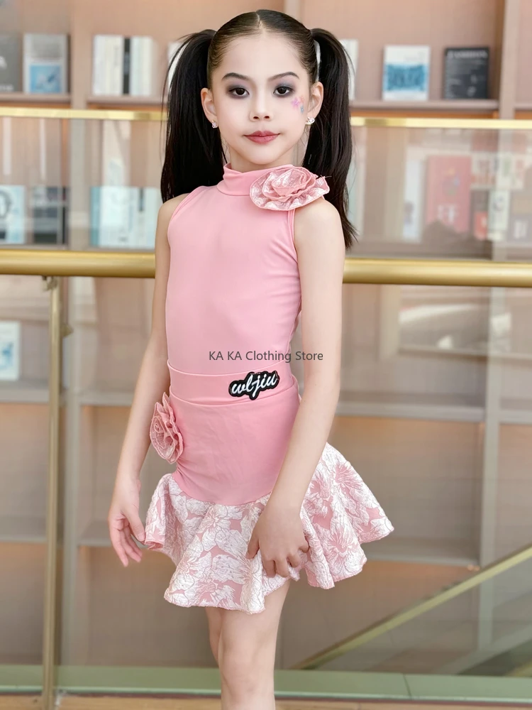 Rumba Tango Latin Dance Dress Girls Latin Dance Costume Child Ballroom Dance Competition Dresses Girls Kids Latin Practice Dress