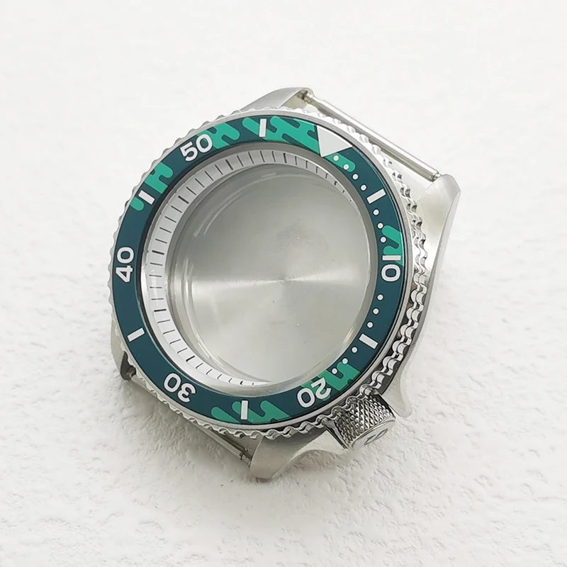 Casing jam tangan perak SKX007 42mm, casing jam tangan kaca safir cocok dengan NH35 NH36 4R35 4R36 7S26 gerakan 28.5mm, Dial untuk pria, reparasi