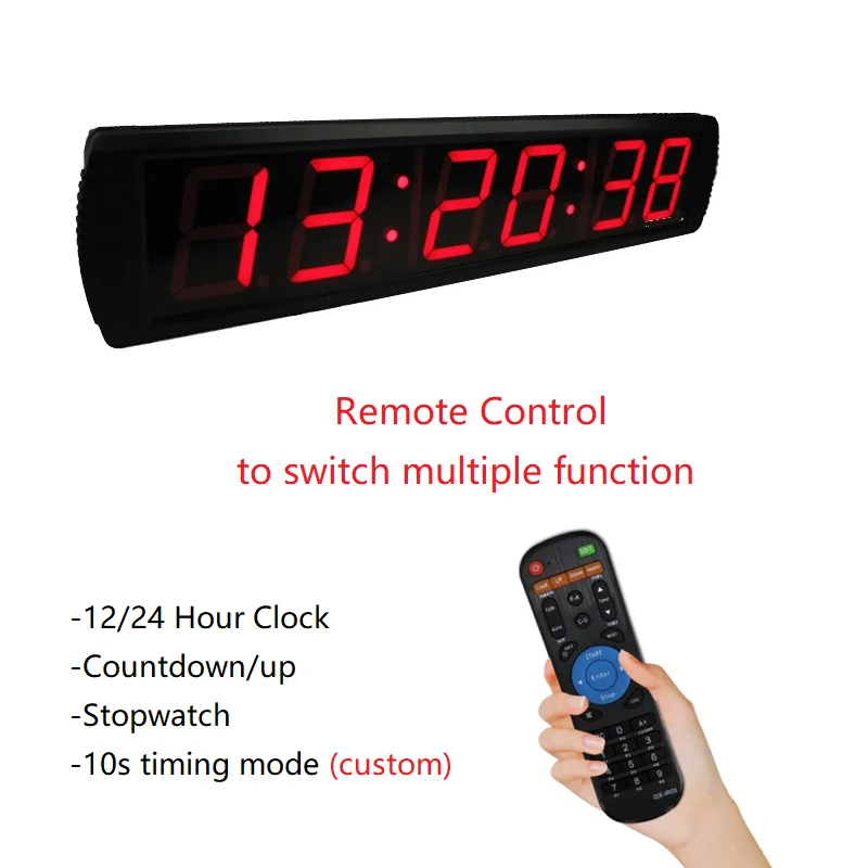 [Ganxin] 4 Zoll 6-stellige rote LED-Digital-Timer, multifunktionale Countdown-Wanduhr mit Fernbedienung