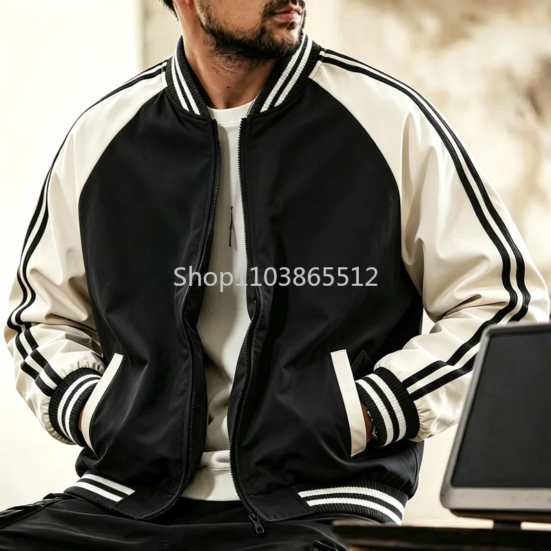 Autumn Men Jackets Chaqueta Casual Striped Fashion Vintage Coats High Quality M-5XL Jacket Male Windbreaker Streetwear Outwears