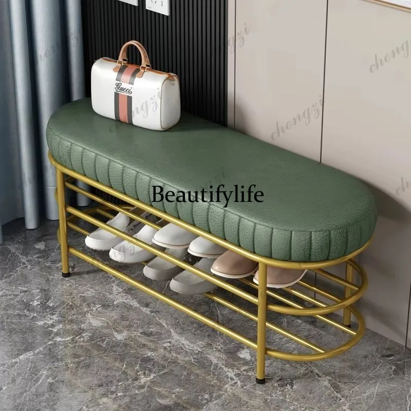 A73 Closet System Makeup Shoe Cabinet Space Saving Metal Slippers Entrance Hall Shoe Shelf With Seat Luxury Gabinete Salon Furni