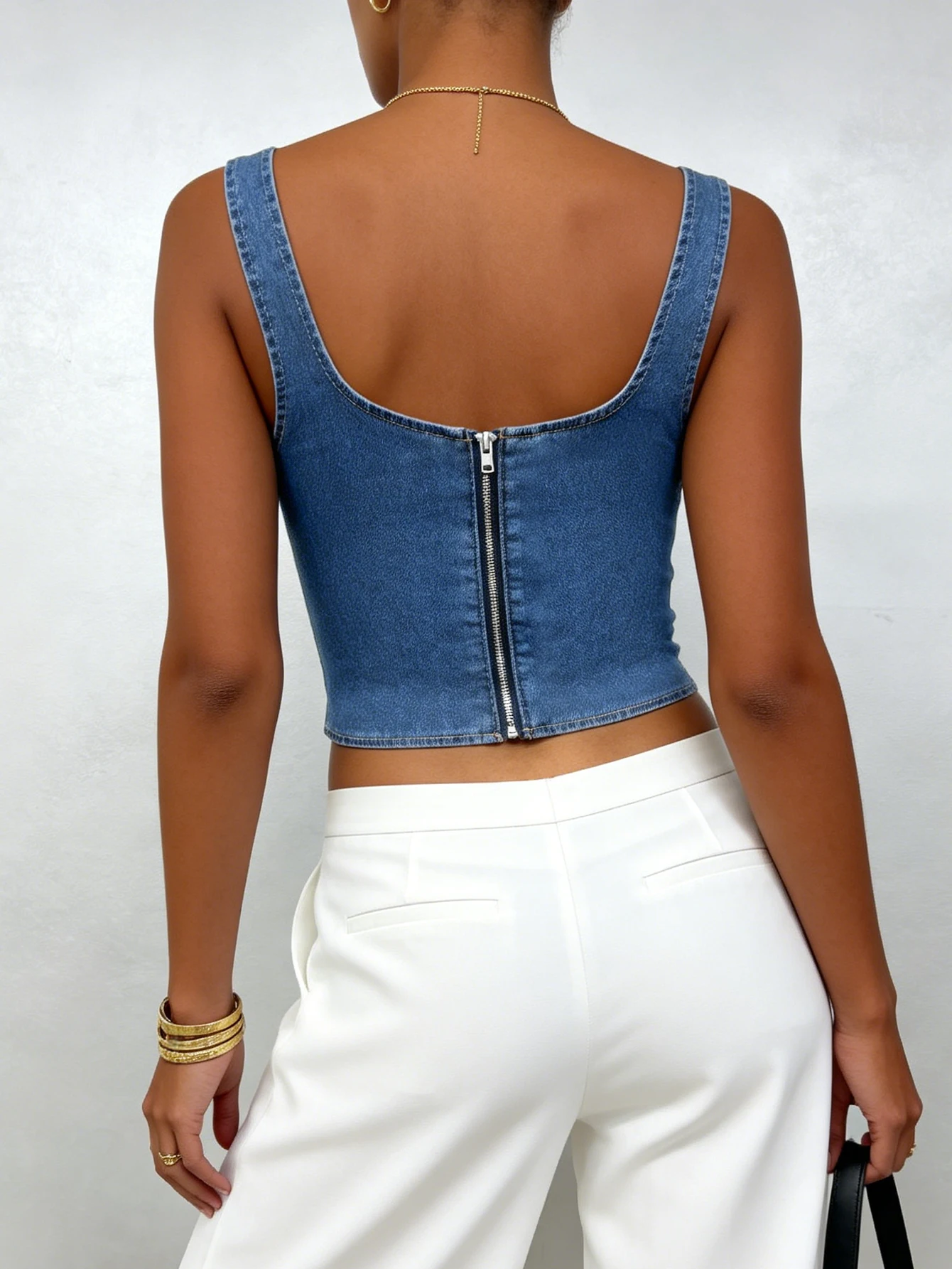 Women's Denim Short Tops 2026 Summer New Style Blue Suspender Elastic Outing Clothes Fashion Street Sexy Ladies Denim Vest Y2K