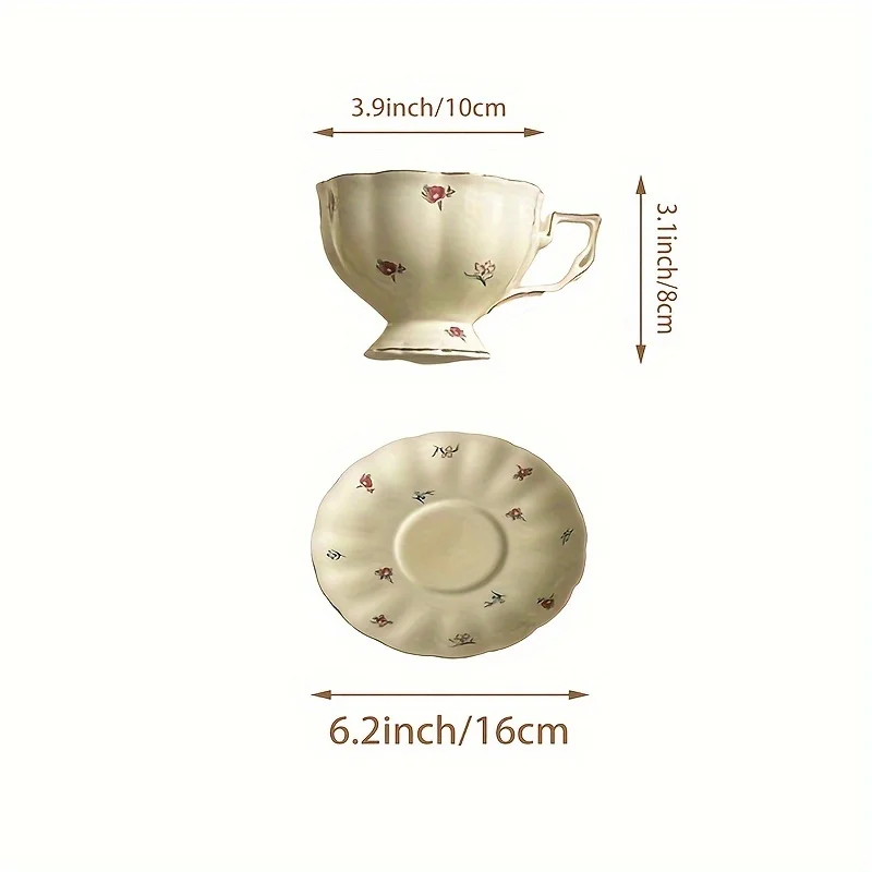 Vintage European Coffee Cup Set Ceramic English Gold Trim Tea Cup French Cafe Home Use