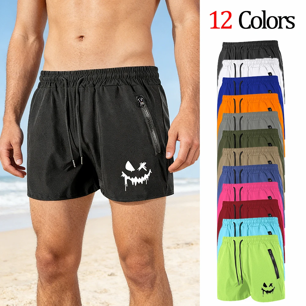 

Men's Summer Quick Dry Beach Shorts with Double Zipper Pockets King of Spades Print Gym Fitness Running Swim Trunks 12 Colors