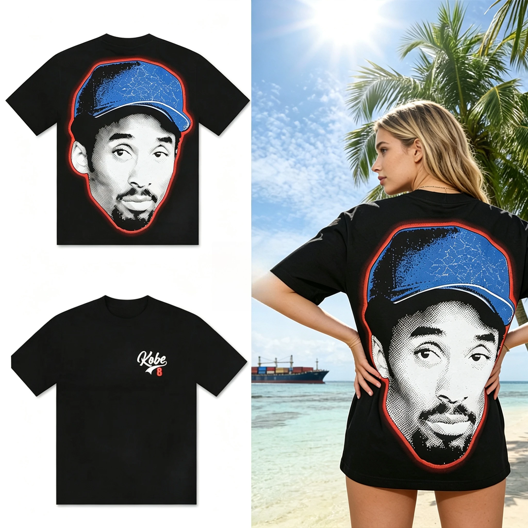 2026 Vintage Portrait Art Graphic T-Shirt Kids Adults Oversized Crew Neck Short Sleeve Tee Large Back & Small Front Print Tops