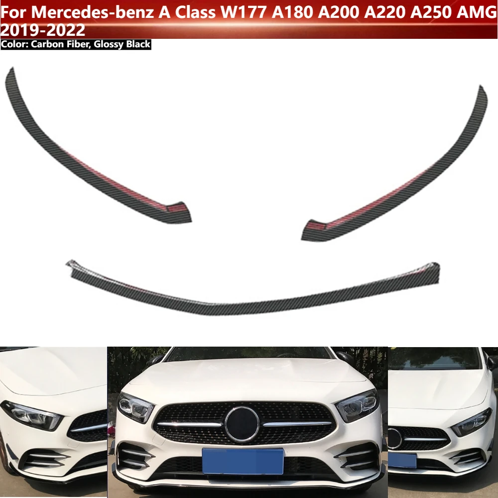 

3Pcs/set Front Lower Bumper Lip Splitter Canard Trim Strips For Mercedes-benz A Class W177 A180 A200 A220 A250 AMG 2019-2022