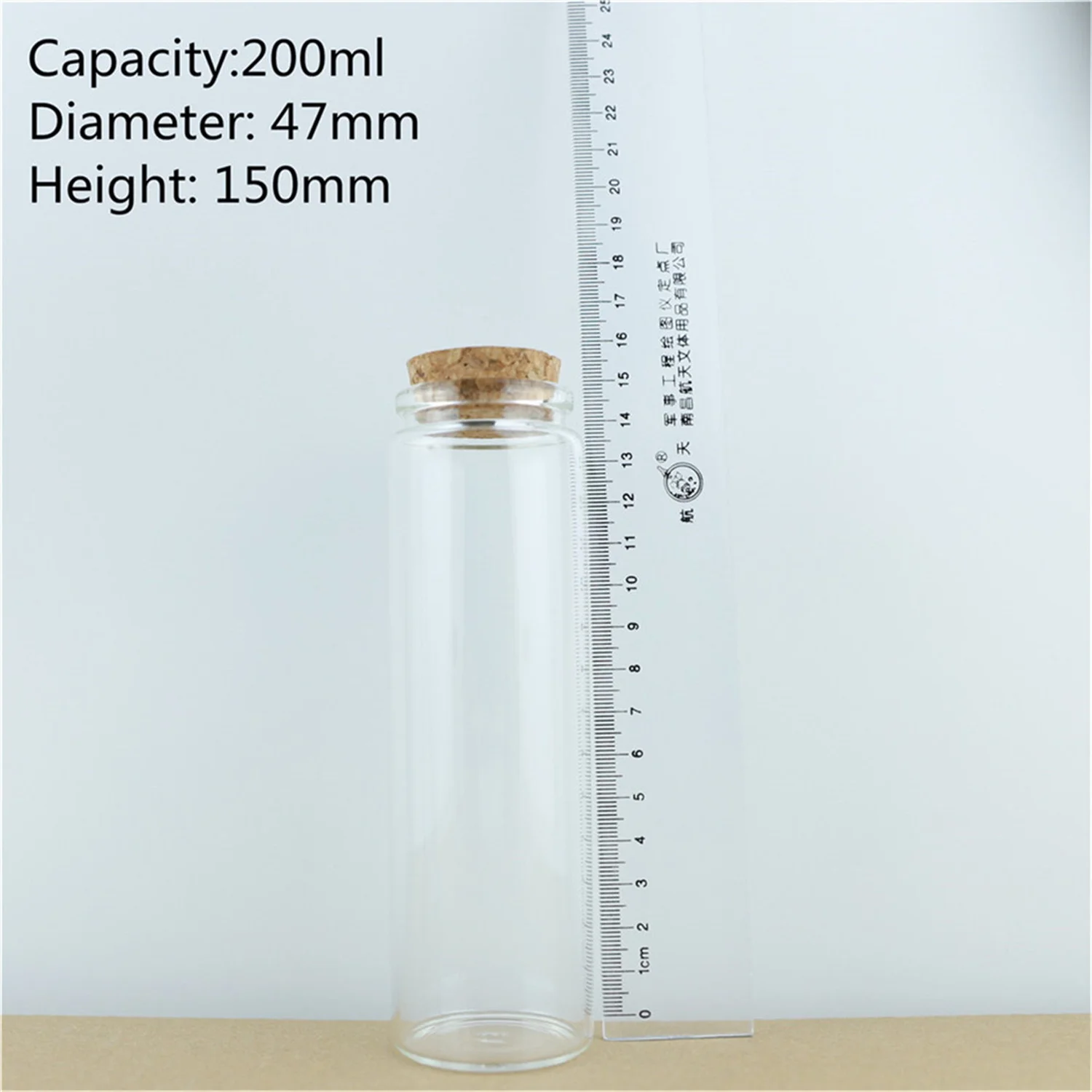 유리관 코르크 스토퍼 보관 항아리 병 용기, 캔디 유리 병, 유리병 바이알, 33*47*150mm, 200ml, 4/6 개/로트