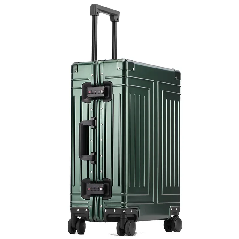 100% Aluminum Suitcase Travel Luggage With 4 Spinner Wheels 20 24 26 28 inch Custom Lightweight