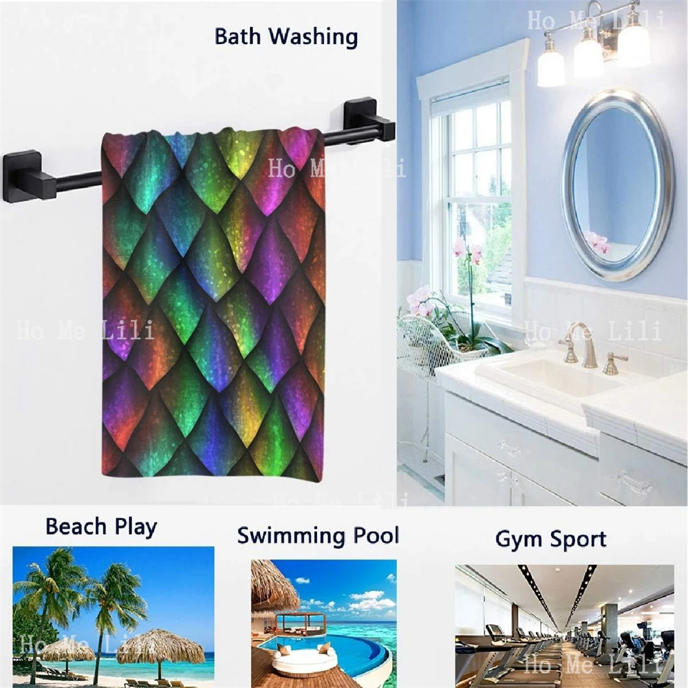 3d Stylish Colors Dragon Scales Soft Highly Absorbent Quick-Drying Towel Multipurpose For Bathroom Hotel Gym And Spa