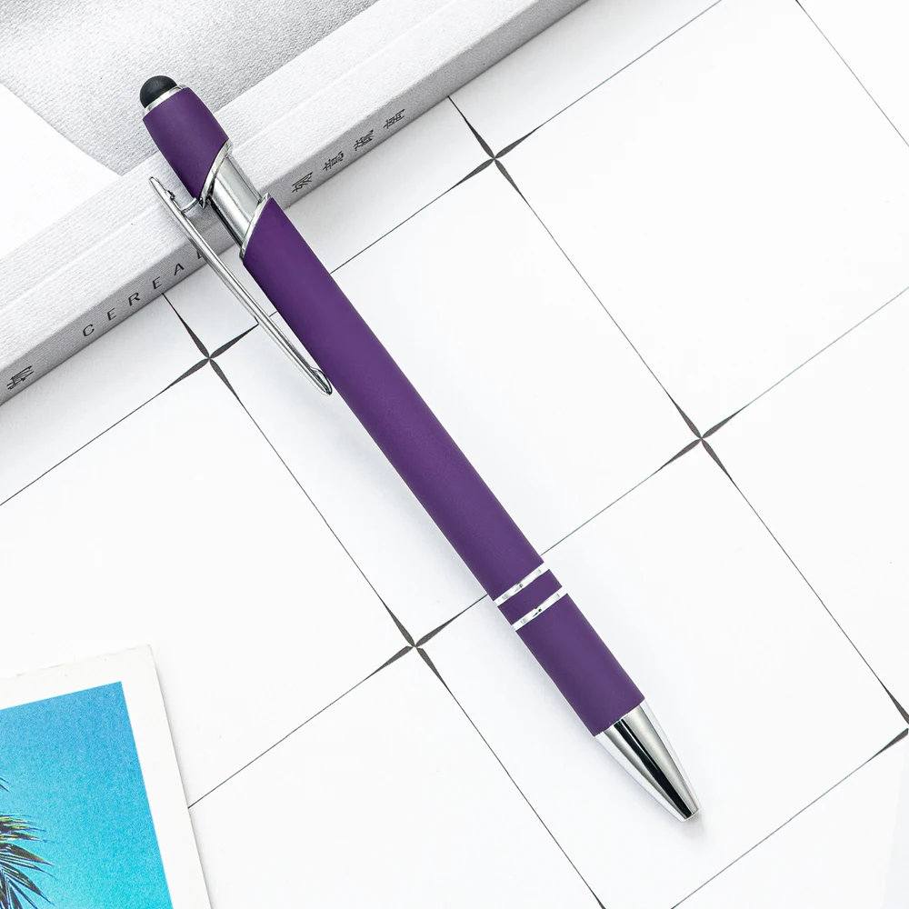 100 stks/partij Metalen Business Balpen 2 In 1 Met Universele Touch Screen Stylus Pen School Kantoorbenodigdheden Gratis Aangepaste Logo