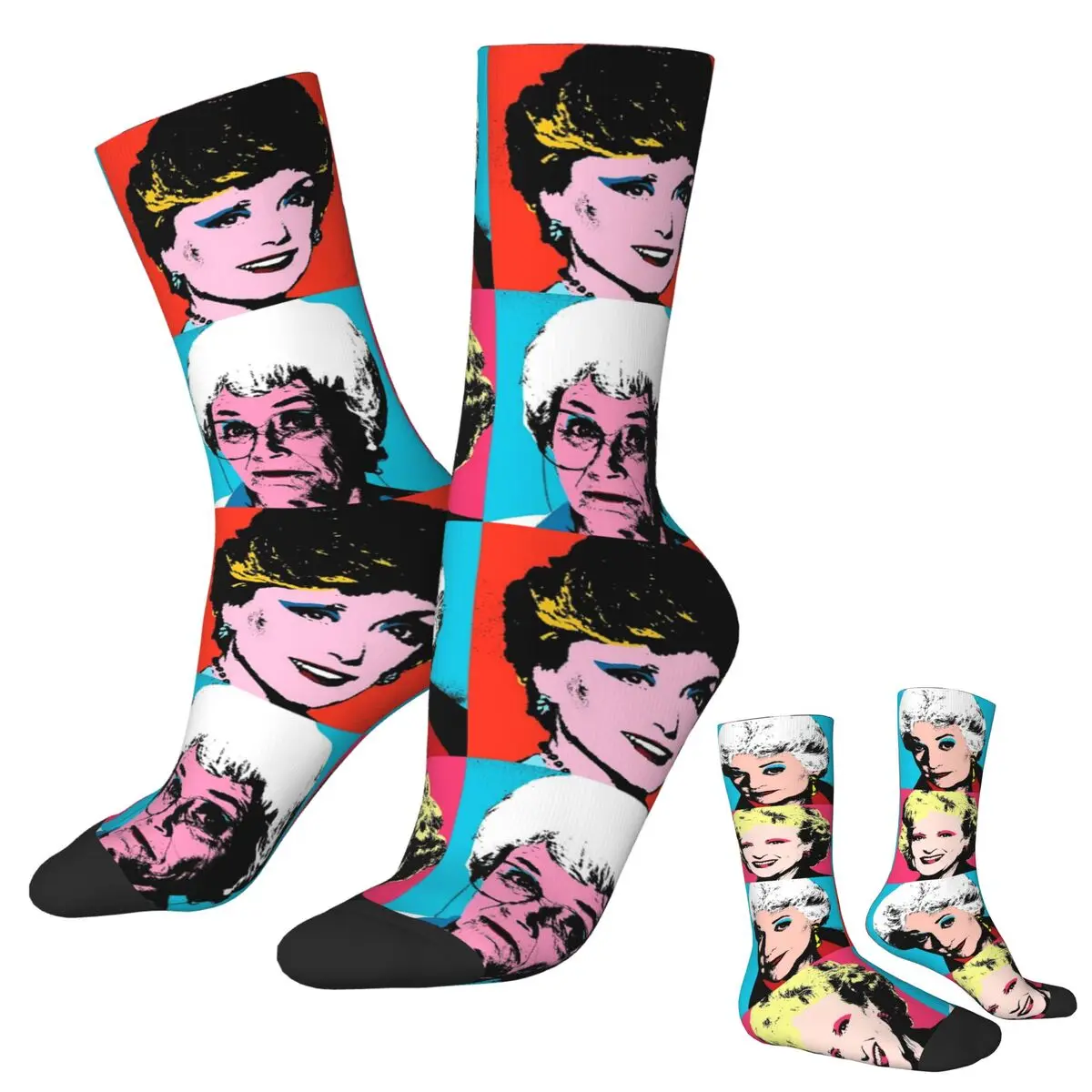 Golden warhol menina meias harajuku meias absorventes de suor durante toda a temporada meias longas acessórios para presente de aniversário da mulher do homem