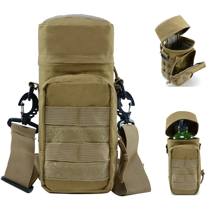 Tactical Molle Water Bottle Holder Bag Hydration Carrier Kettle Pouch with Strap Hiking Fishing Hunting Camping Hiking Trekking