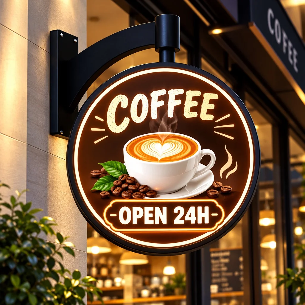 Custom 360° Rotating LED Light Box Sign, Waterproof Acrylic Vacuum Formed Round Advertising Board, Wall Mounted Multi Sizes Moun