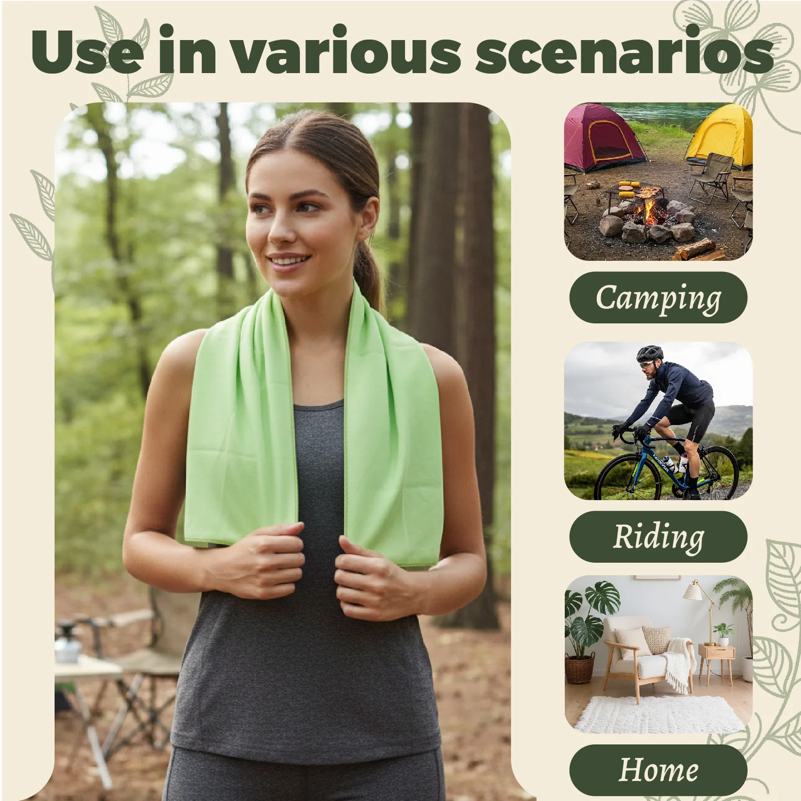 50×100cm Microfiber Quick Dry Sports Towel Super Absorbent Soft Towel with Snap Hook for Camping Cycling Gym Yoga Travel