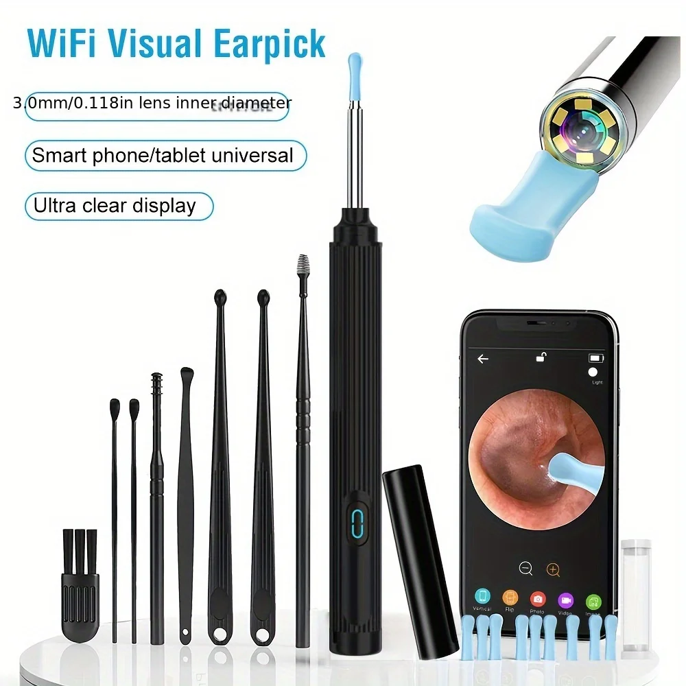 Ear Wax Removal Tool - HD 1080P Camera Waterproof Earwax Cleaner Kit with 6 LED Lights - Otoscope for Android, iPhones - Recharg