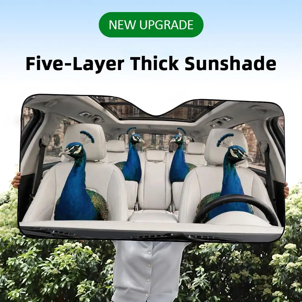 

Peacock Road Trip Sun Visor Foil Windshield Sunshades UV Protector & Heat Shield Car Front Window Foldable
