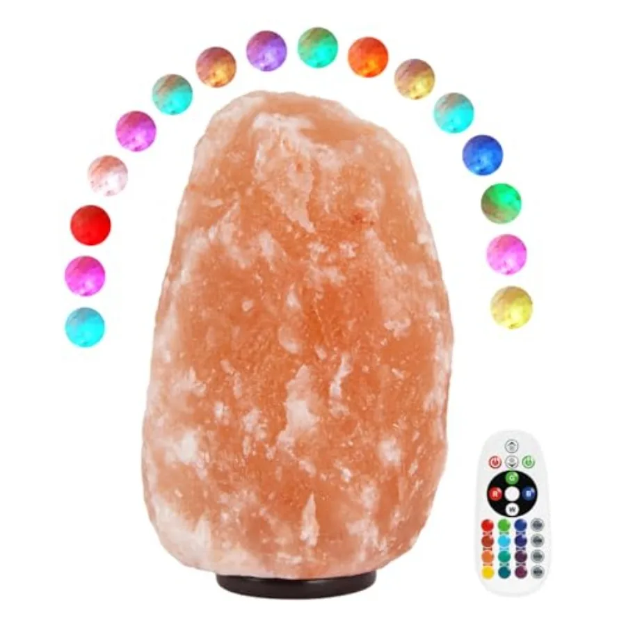 Himalayan Salt Lamp - 9-11 Inch 11-15 lbs, Natural Pink Large Salt Rock Lamp with Remote Control, 16 Color-Changing LED, USB-Po