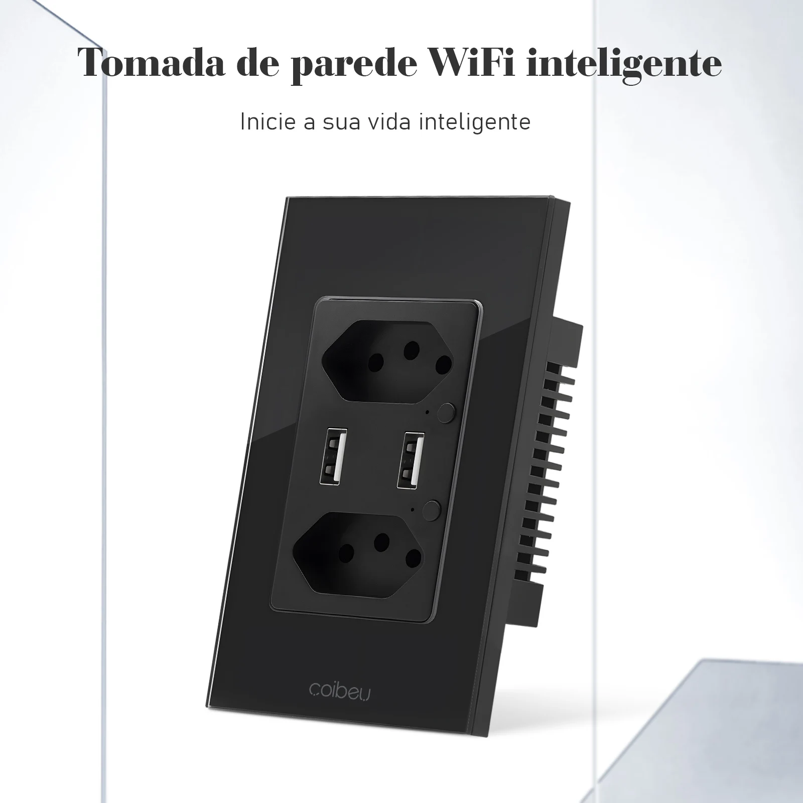 Inteligente com Saída Dupla, WiFi, Tuya, USB Tipo-C, Porta de Carga, Tomada Elétrica, Funciona com Alexa Google，EU