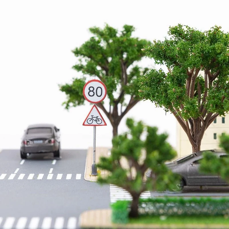 28Pcs City Street Light Lamp Post Traffic Lights Road Signs Hook Rotatable Accessories DIY Building Sand Table Model Kit