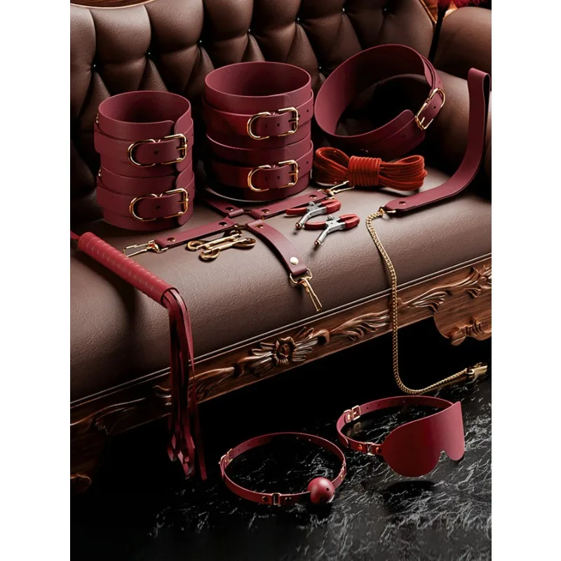 ألعاب BDSM الغريبة المثيرة، مجموعة حقائب ربط وتجليد مثيرة من الجلد القطيفة، نكت، سياط، مقابس المؤخرة، ألعاب نسائية، مشابك الحلمة، ضبط #3
