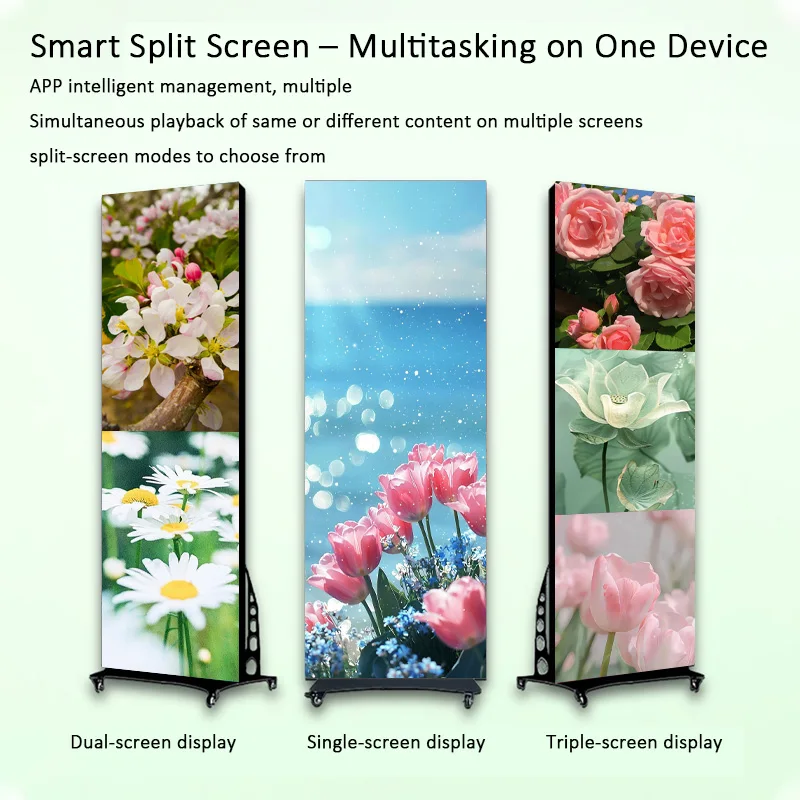 Ultra Thin P1.86 Foldable LED Poster WiFi 4G 2Y Warranty Indoor Commercial Signage