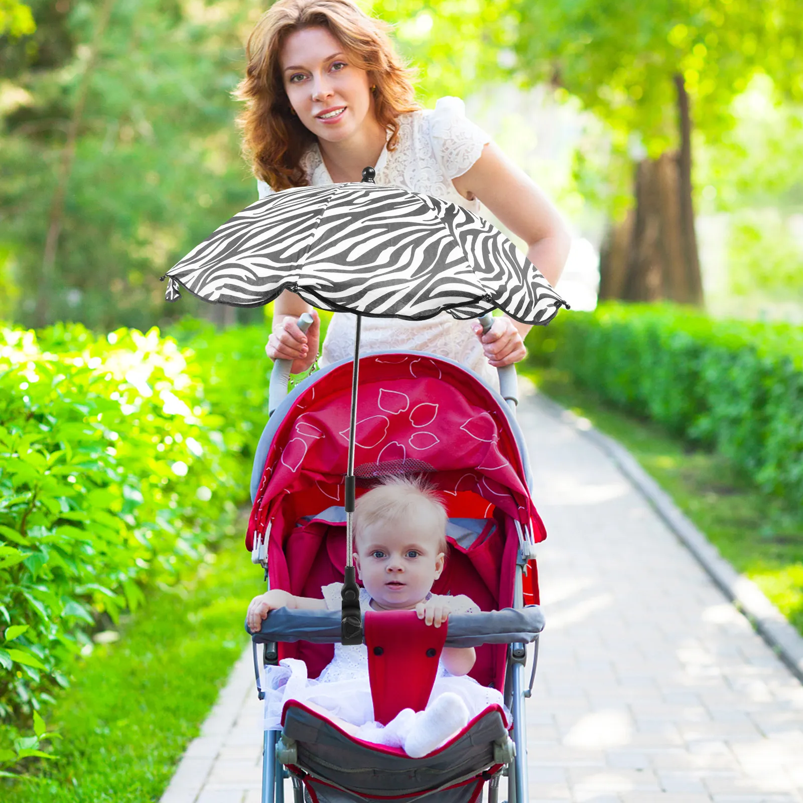 

Baby Stroller Umbrella with Flexible Base Adjustable Sun Shade Uv Protection Rain Resistant Windproof for Pram Buggy Pushchair