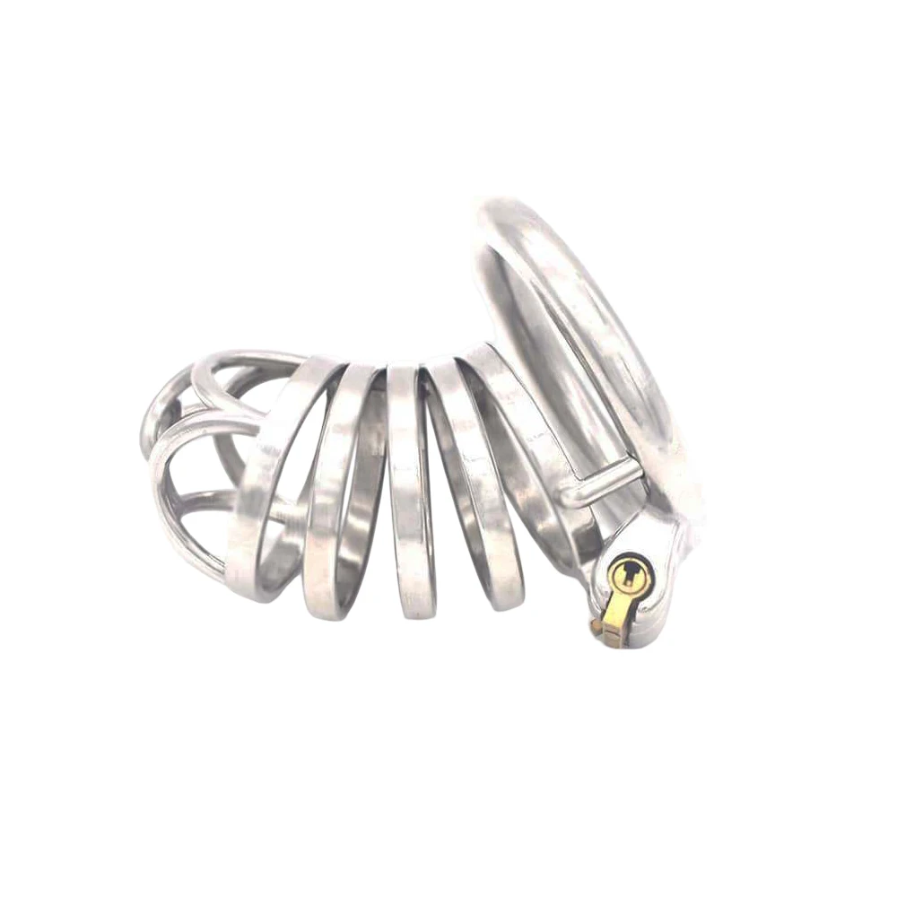 FRRK 09 Jaula de castidad hueca con cerradura uretral grande, ataduras para pene con múltiples anillos, jaula para pene, juguete sexual fetiche para hombre Gay SexShop 