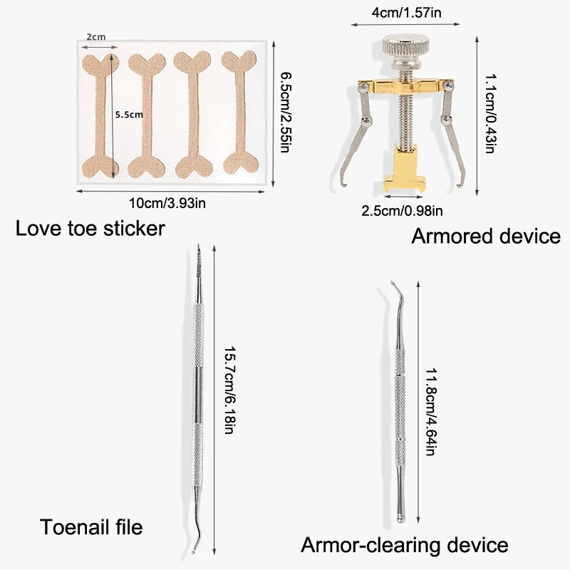 1 Juego de herramientas correctoras de uñas de los pies profesionales, herramienta de corrección para el cuidado de los pies, recuperación de pedicura, tratamiento de uñas de los pies incorporado