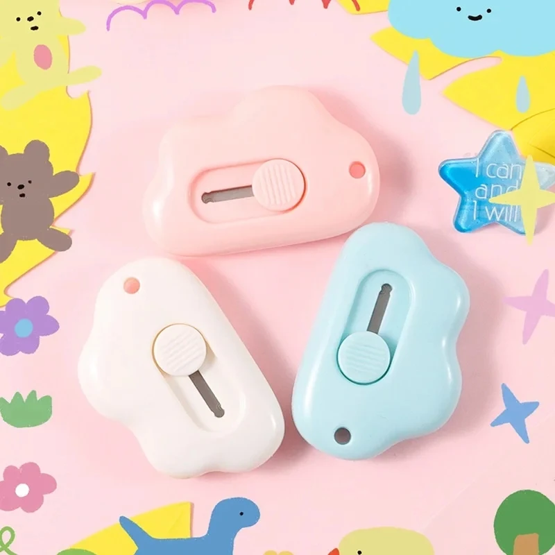 Cute Rabbit Cloud Color Mini Portable Utility Knife Paper Cutter Cutting Paper Razor Blade Office Stationery Cutting Supplies