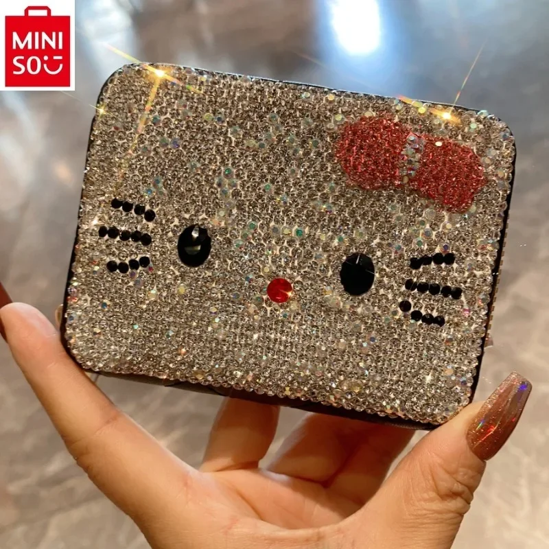 

MINISO 2024 Fashion Diamond Set Zero Wallet Luxury Brand High Quality Cartoon Hello Kitty Large Capacity Storage Wallet