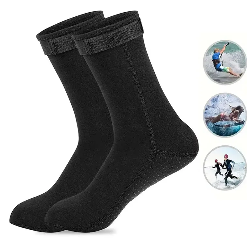 3mm Neoprene Wetsuit Water Socks Surf Beach Booties Anti-Slip Swimming Fin Sand Proof Ice Bath Warm Socks