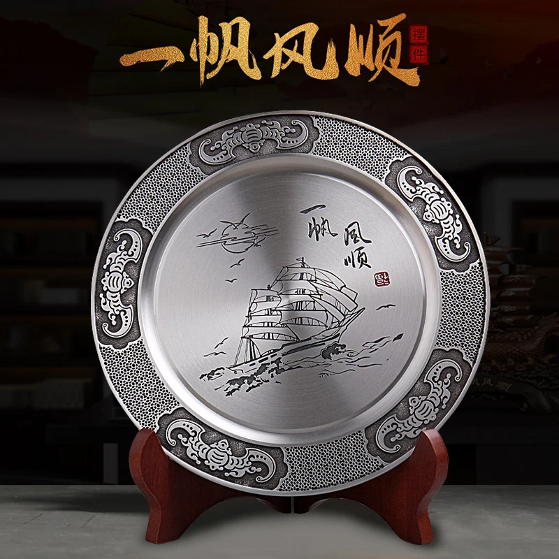 

Metal tin disc home living room decoration lucky feng shui ornaments housewarming opening creative craft gifts