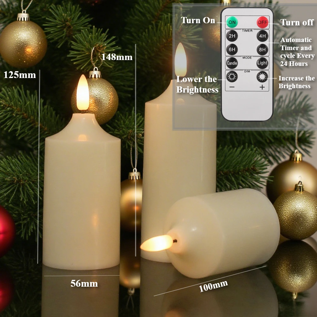 Flameless Candles with Remote and Timer Battery Operated Candles Flickering Led Candles for Christmas Wedding Birthday Home Deco