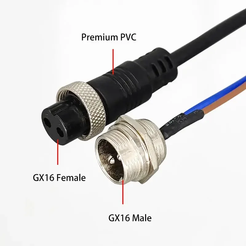 Enchufe de aviación GX16 con Cable impermeable IP68 2 3 4 5 6 7 8 9 pines enchufe macho Cable de conector abierto de 16mm Cable de extensión gx16