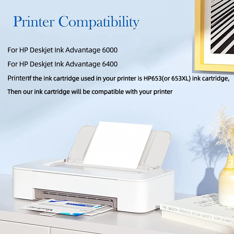 قطع غيار خرطوشة حبر معاد تصنيعها من هيكور لأجهزة HP 653 653 XL لأجهزة Deskjet Ink مزودة بميزة 6075 6475