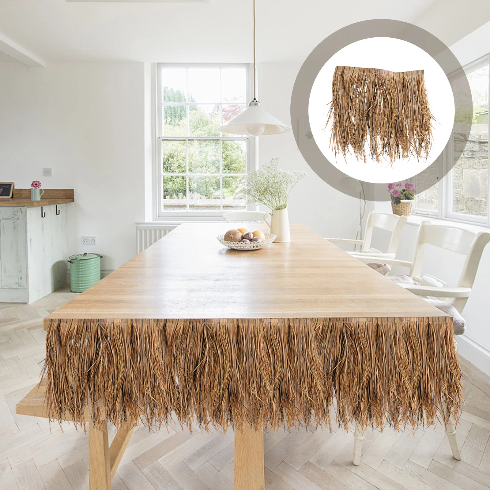 

1Pcs Hawaii Luau Table Skirt Brown Elastic Hula Leaf Skirt Party Performance Costume Dress Performance Costume