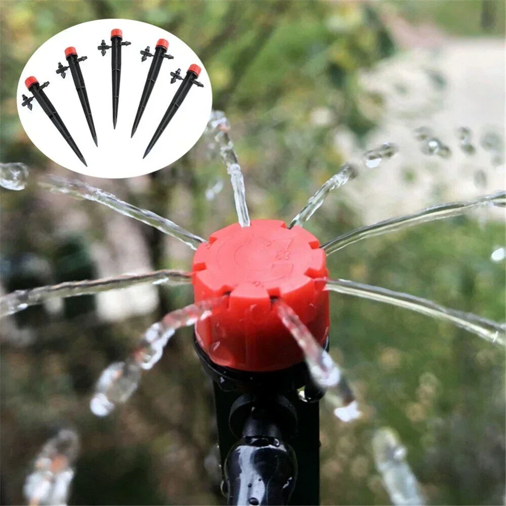 

360 Degree Adjustable 13.5cm Irrigation Dripper Inserting Ground 4/7mm Hose Garden Watering Sprinkler With Connector